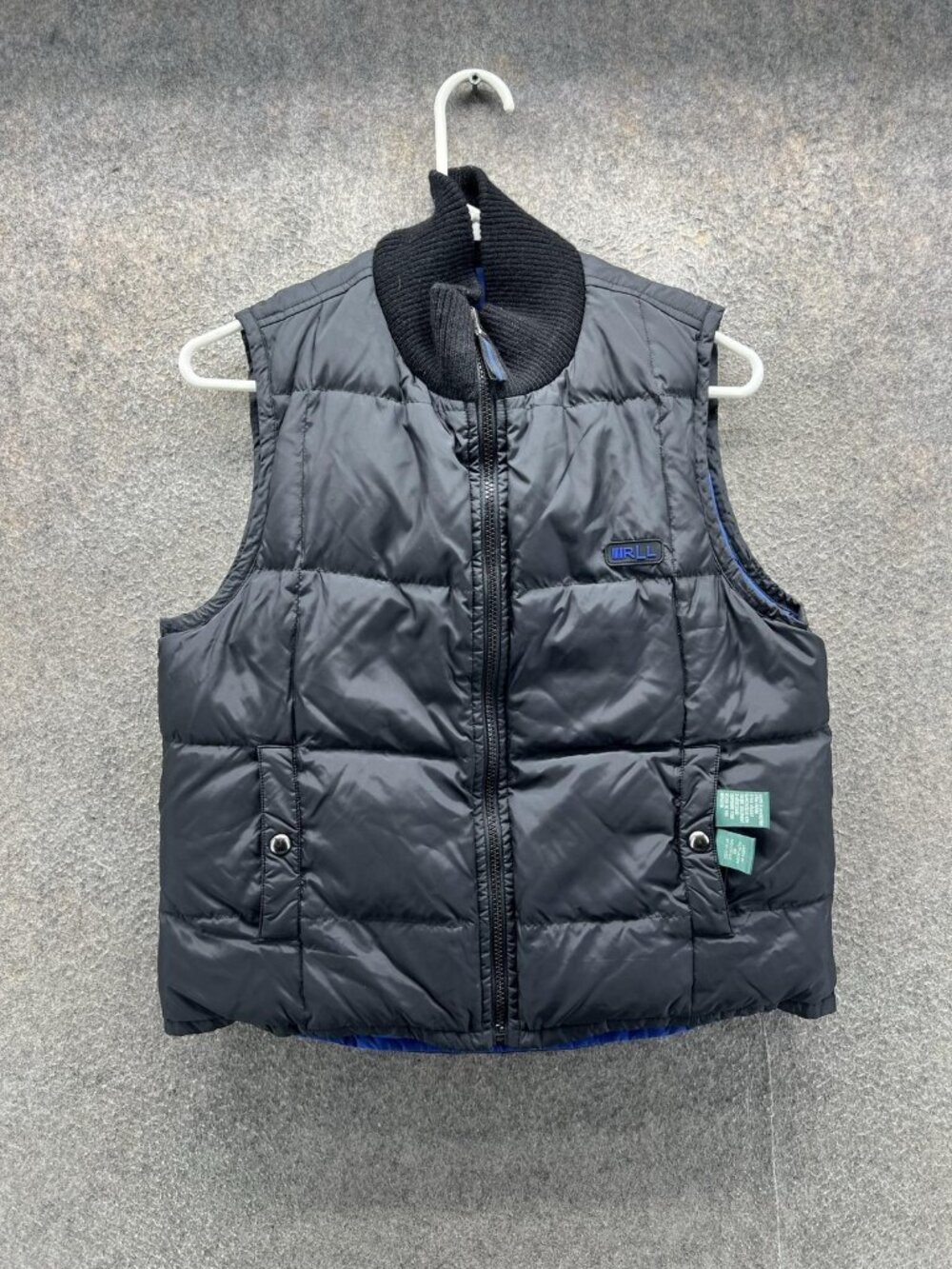 Lauren Ralph Lauren Puffer Vest Men Small Black Blue Down Full Zip Reversible